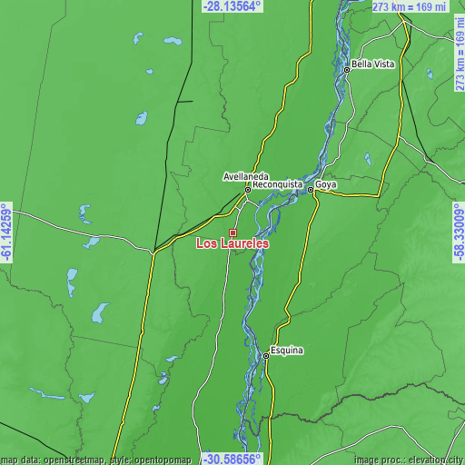 Topographic map of Los Laureles