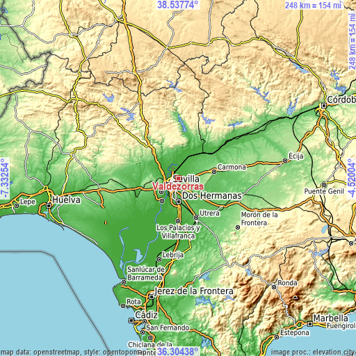 Topographic map of Valdezorras