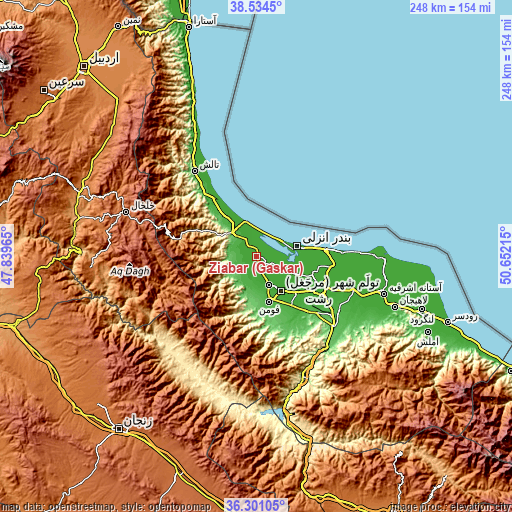 Topographic map of Ziabar (Gaskar)