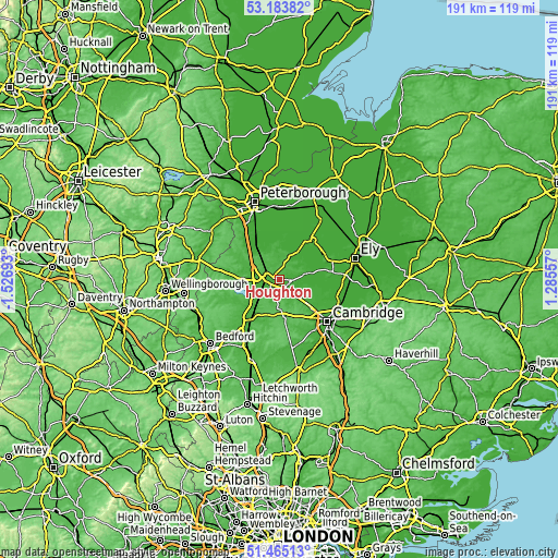 Topographic map of Houghton