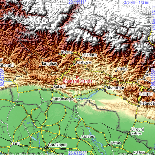 Topographic map of Bhattarai Danda