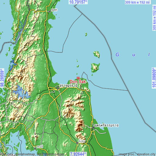 Topographic map of Don Sak