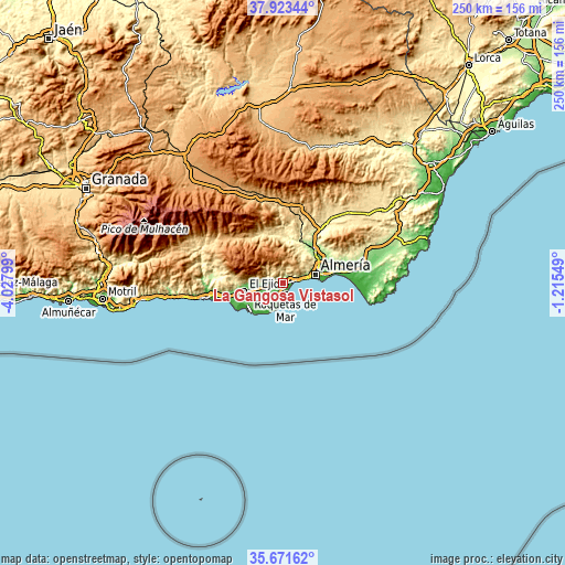 Topographic map of La Gangosa Vistasol
