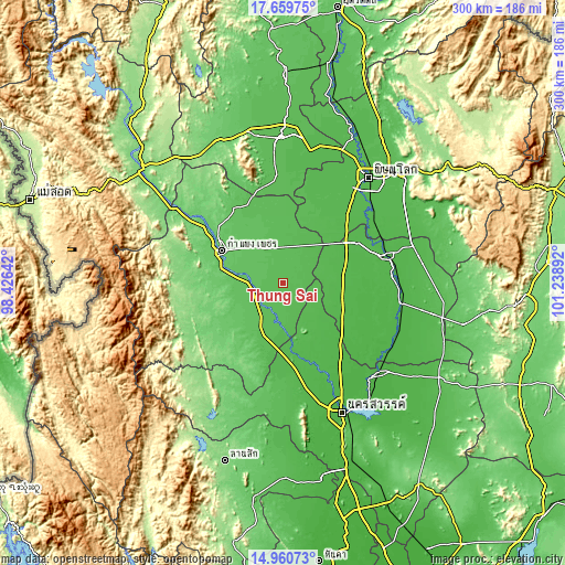 Topographic map of Thung Sai