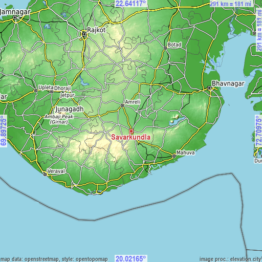 Topographic map of Savarkundla