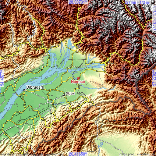 Topographic map of Namsai