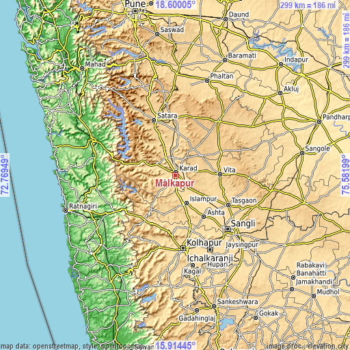 Topographic map of Malkapur