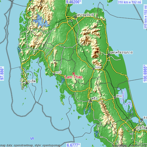 Topographic map of Lam Thap