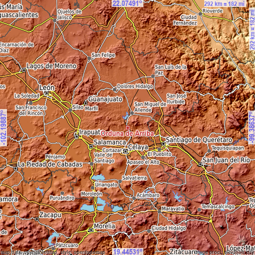 Topographic map of Orduña de Arriba