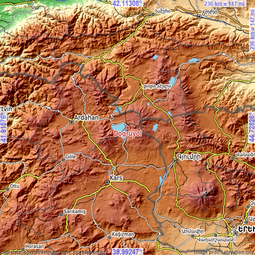 Topographic map of Doğruyol