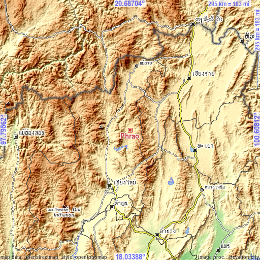 Topographic map of Phrao