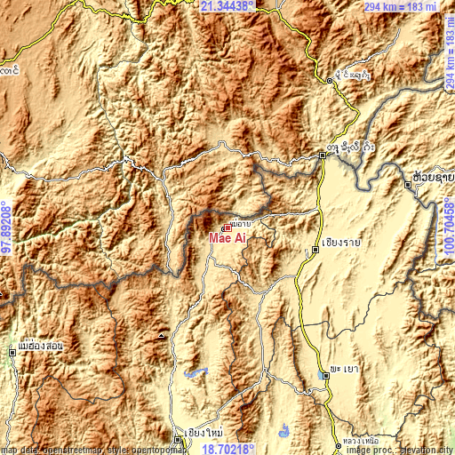 Topographic map of Mae Ai