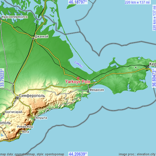 Topographic map of Yarkoye Pole