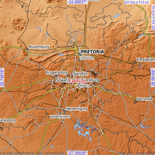 Topographic map of Eastleigh