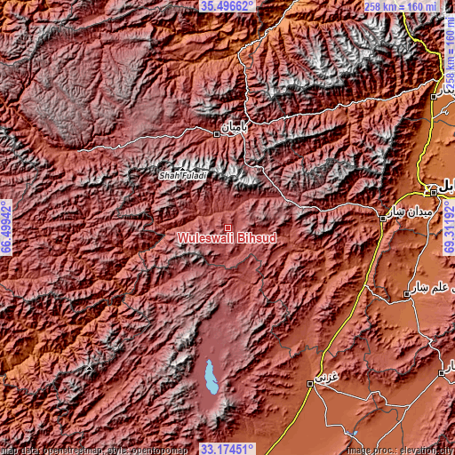 Topographic map of Wulêswālī Bihsūd