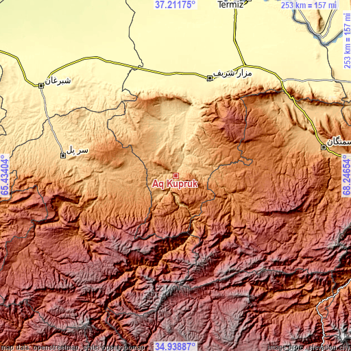 Topographic map of Āq Kupruk