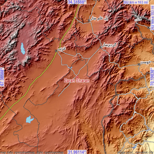 Topographic map of Zaṟah Sharan