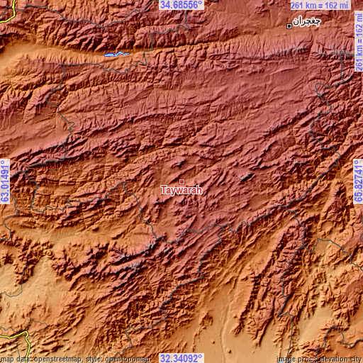 Topographic map of Taywarah