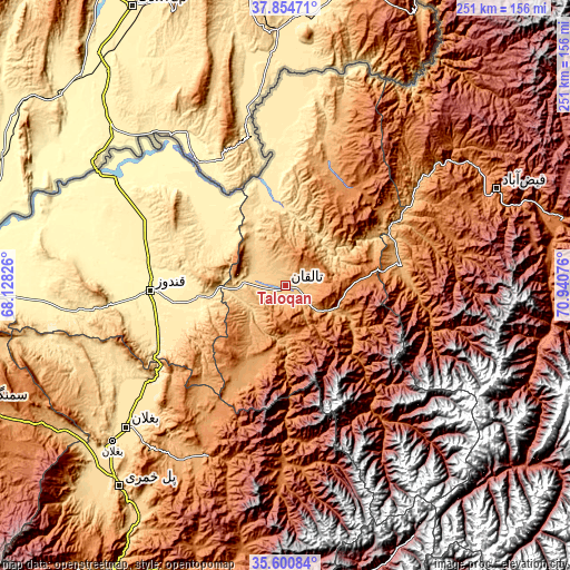 Topographic map of Taloqan