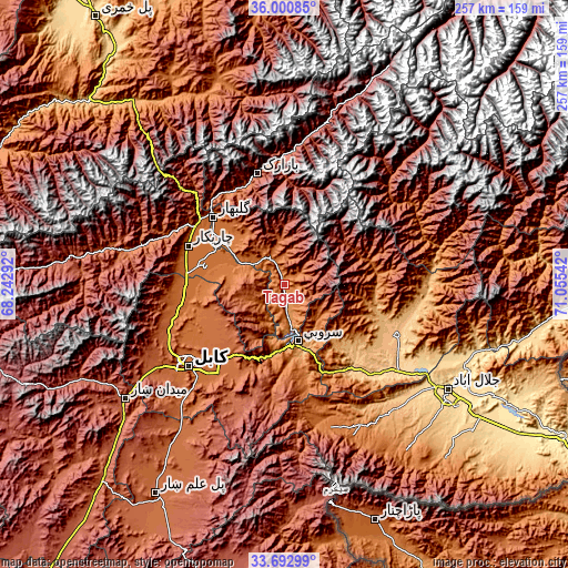 Topographic map of Tagāb
