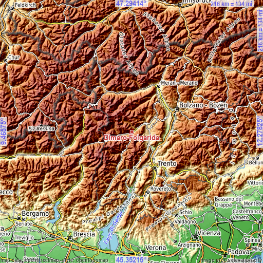 Topographic map of Dimaro-Folgarida