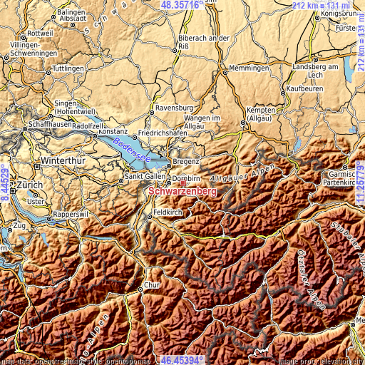 Topographic map of Schwarzenberg