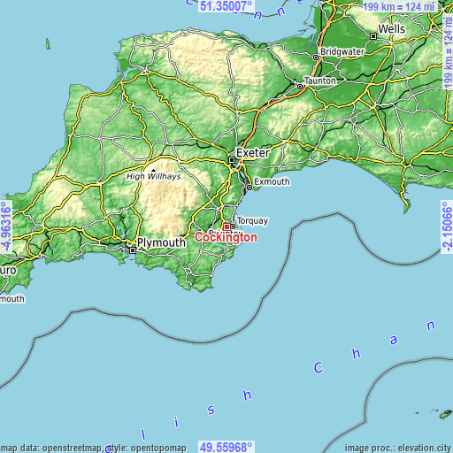 Topographic map of Cockington