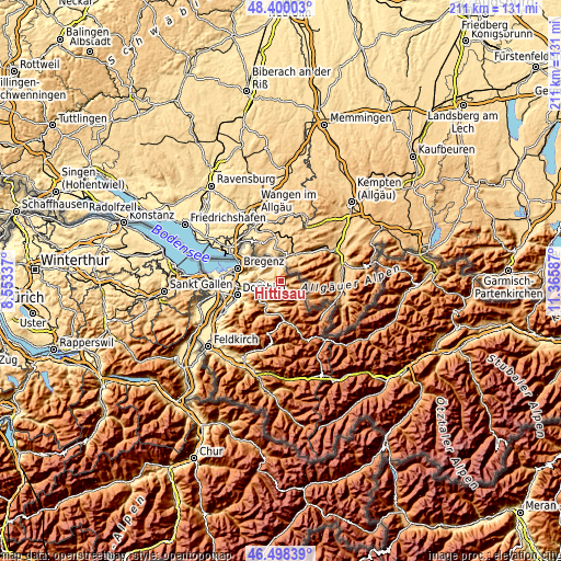 Topographic map of Hittisau