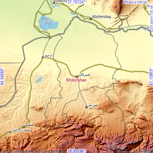 Topographic map of Shibirghān