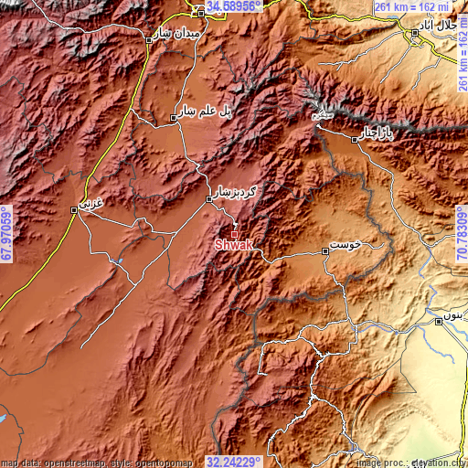 Topographic map of Shwāk