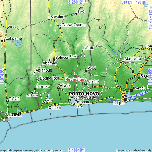Topographic map of Houinvigue