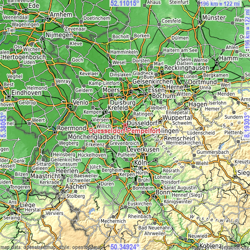 Topographic map of Düsseldorf-Pempelfort