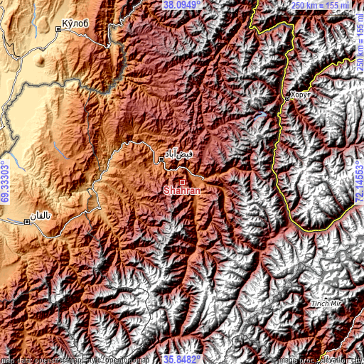 Topographic map of Shahrān