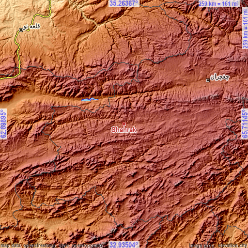 Topographic map of Shahrak