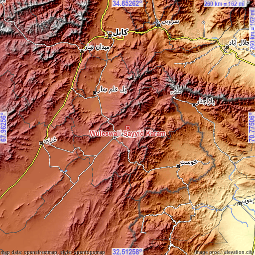 Topographic map of Wulêswālī Sayyid Karam