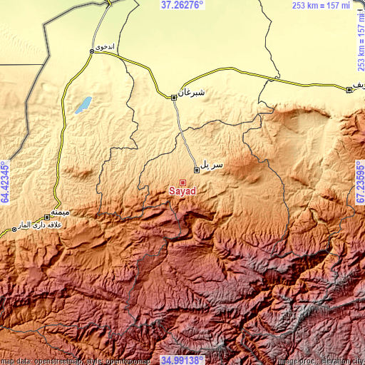 Topographic map of Şayād