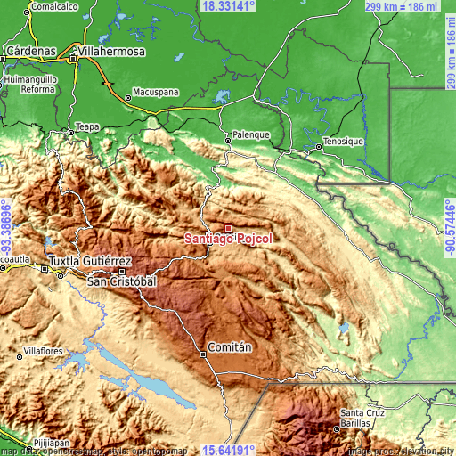 Topographic map of Santiago Pojcol