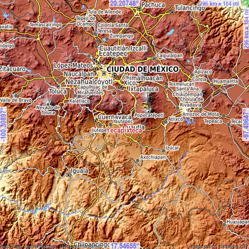 Topographic map of Yecapixteca