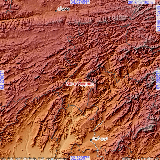 Topographic map of Sar-e Tayghān