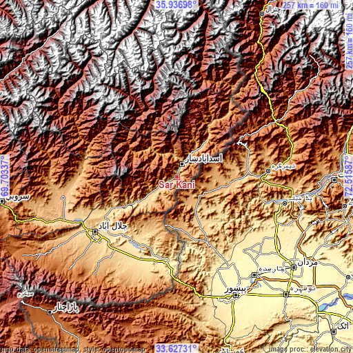 Topographic map of Sar Kāṉī
