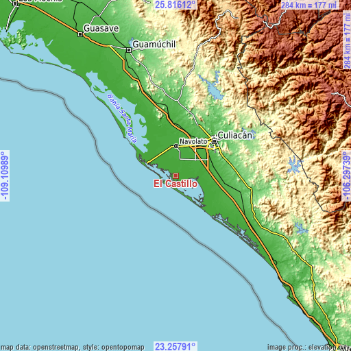 Topographic map of El Castillo