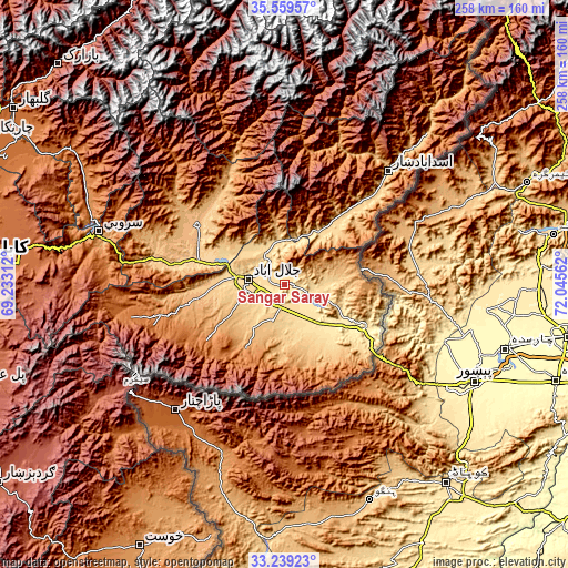 Topographic map of Sangar Sarāy