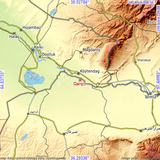Topographic map of Qarqīn