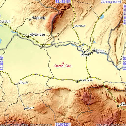 Topographic map of Qarchī Gak