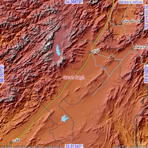 Topographic map of Qarah Bāgh