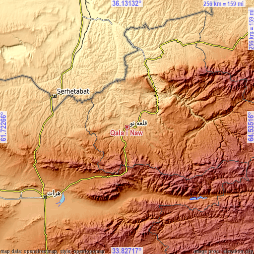 Topographic map of Qala i Naw