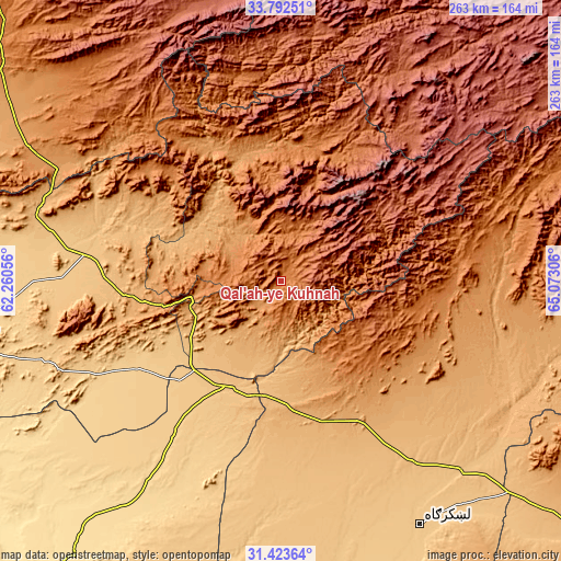 Topographic map of Qal‘ah-ye Kuhnah