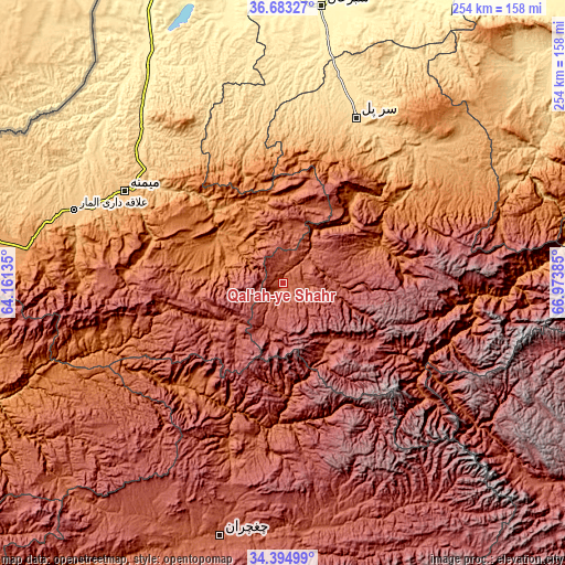 Topographic map of Qal‘ah-ye Shahr