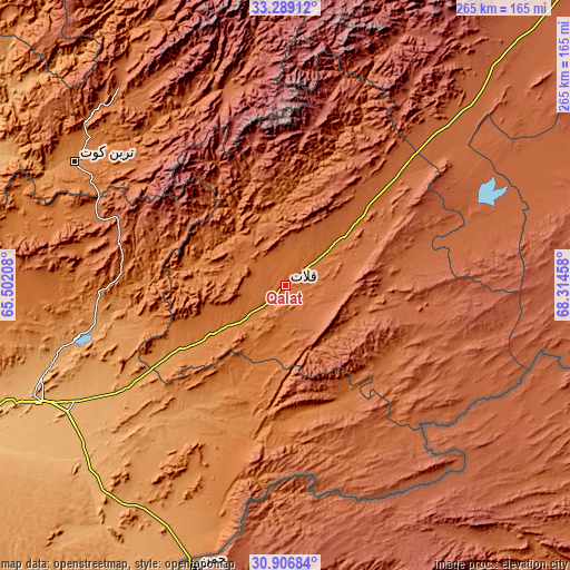 Topographic map of Qalāt