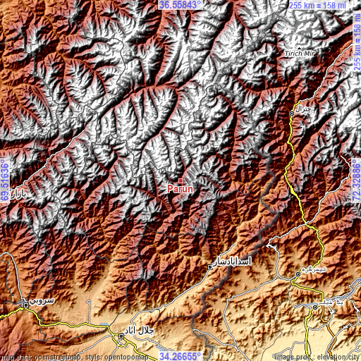 Topographic map of Pārūn